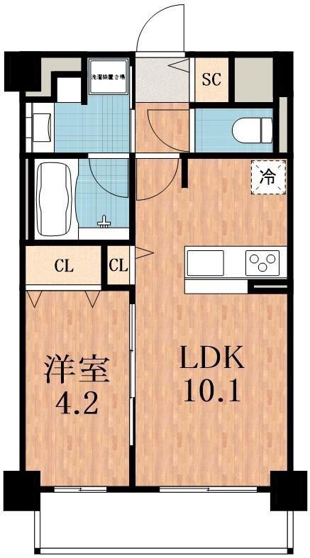 グランパシフィック田島LUXE(1LDK/4階)の間取り写真