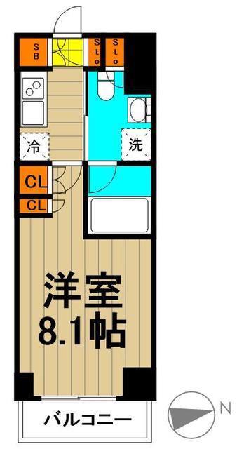 プラウドフラット門前仲町V(1K/8階)の間取り写真