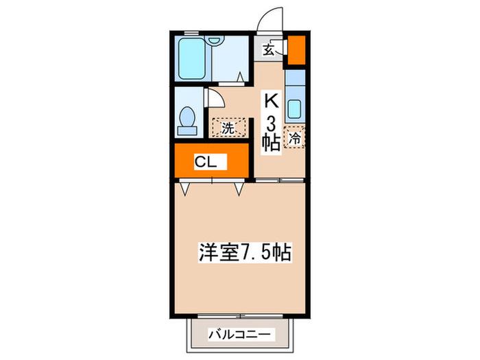 コト-ヴェール(1K/1階)の間取り写真