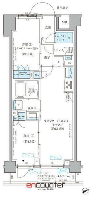 パークアクシス文京本郷(2LDK/5階)の間取り写真
