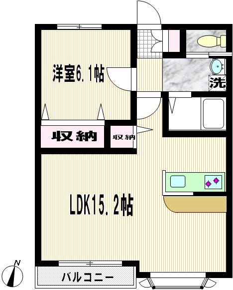 スプルース(1LDK/1階)の間取り写真