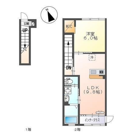 オアシスせと2(1LDK/2階)の間取り写真