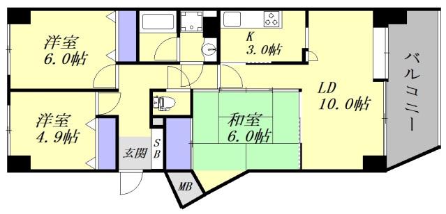ダイアパレス海田 1406(3LDK/14階)の間取り写真
