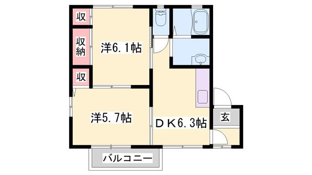 フォーレスひらつか(2DK/2階)の間取り写真