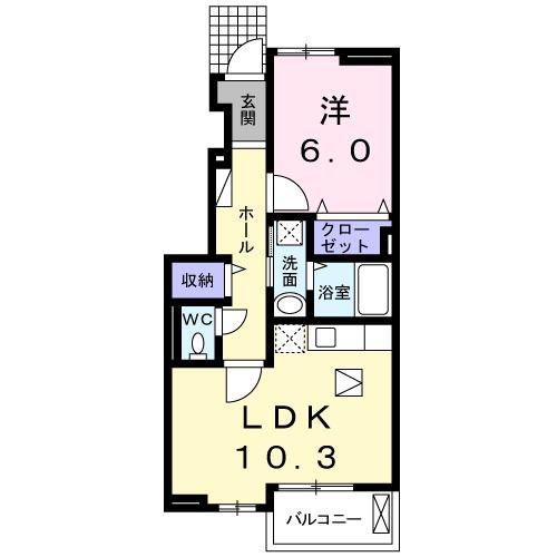 ヴァンベール(1LDK/1階)の間取り写真