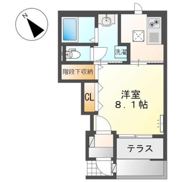 エテルネル8(1K/1階)の間取り写真