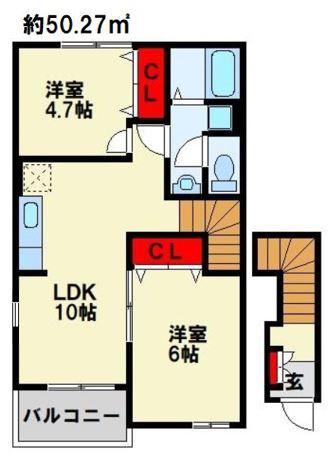 STEP I(2LDK/2階)の間取り写真