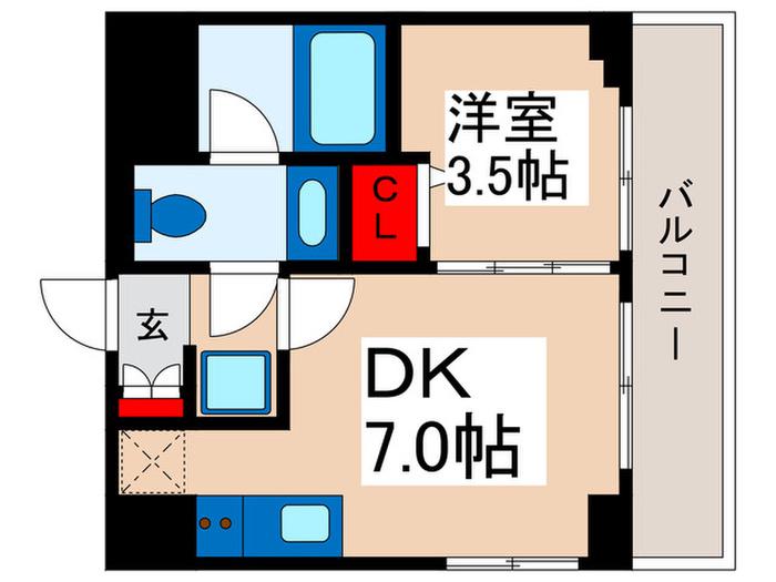 ディームス浦安(1DK/1階)の間取り写真