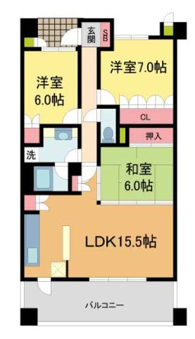 西宮門戸アーバンライフパークヴィレ(3LDK/7階)の間取り写真