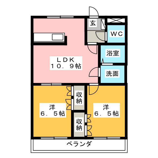 ラピュタ弐番館(2LDK/1階)の間取り写真