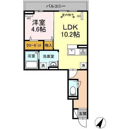 プラティア(1LDK/3階)の間取り写真
