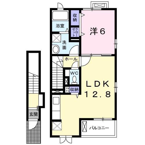 SUNNY WELL 浦屋敷(1LDK/2階)の間取り写真