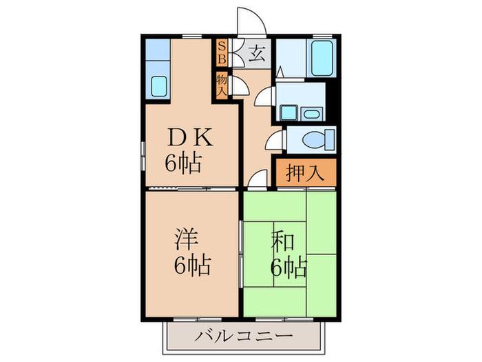 バリュージュ松福(2DK/1階)の間取り写真
