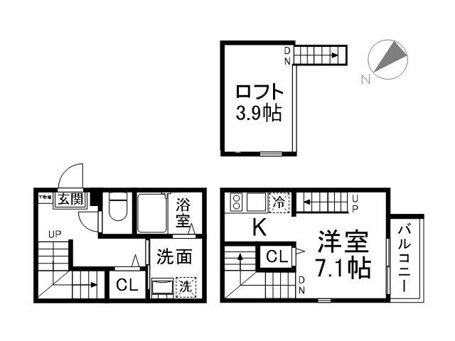 ハーモニーテラス淀新町II(ワンルーム/1階)の間取り写真