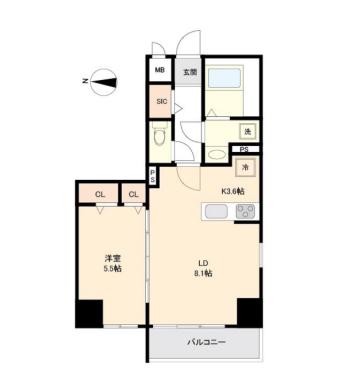 リテラス森下(1LDK/3階)の間取り写真