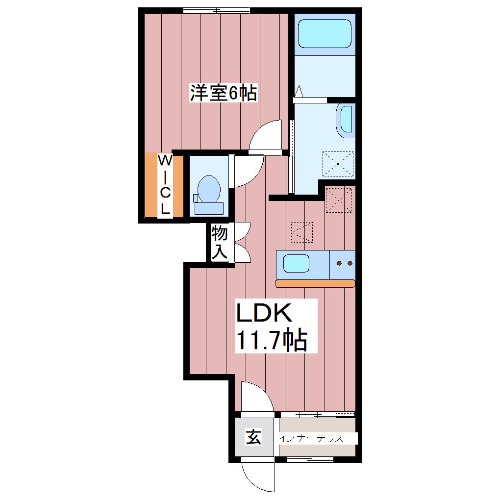 美田園1丁目アパート工事(1LDK/1階)の間取り写真