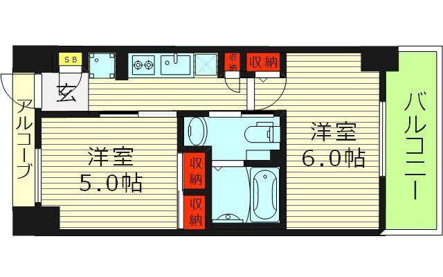 エステムプラザ大阪城パークフロント(2K/7階)の間取り写真