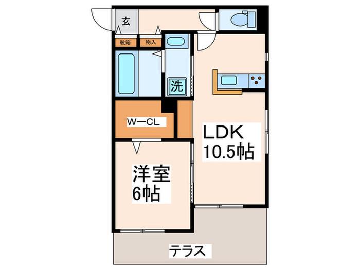 ロシェ リーブル(1LDK/1階)の間取り写真