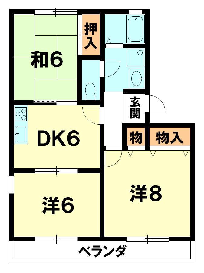 クリアコンフォート(3DK/1階)の間取り写真