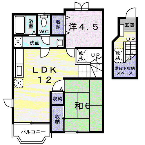 プチコート蘭A(2LDK/2階)の間取り写真