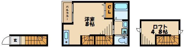 プランドール(ワンルーム/2階)の間取り写真