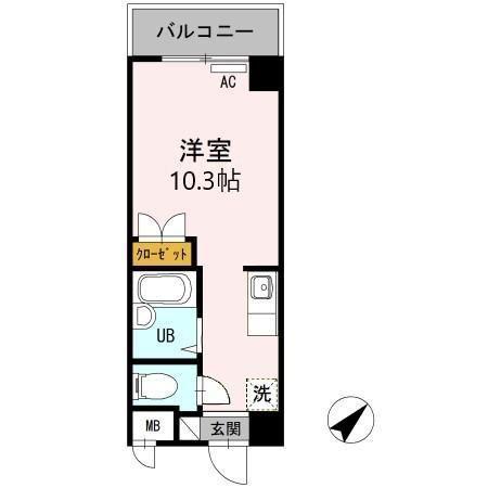 エクレール(ワンルーム/2階)の間取り写真