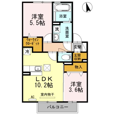 ウィンノーブル(2LDK/1階)の間取り写真