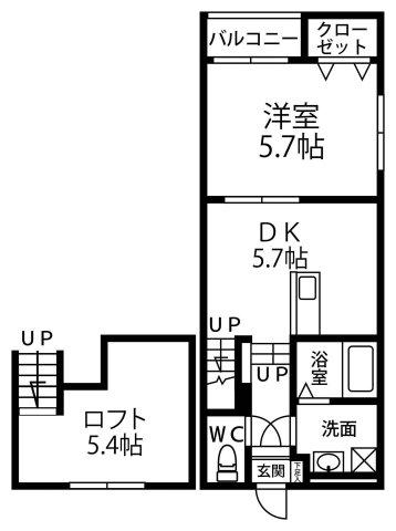 QUATRE COULEUR(1DK/2階)の間取り写真