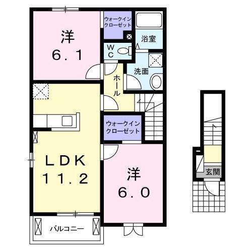 ネオ エレガンスA(2LDK/2階)の間取り写真