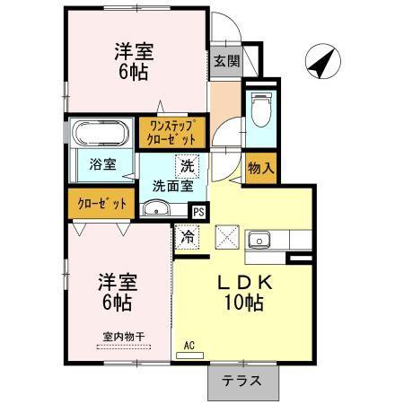 ディアコート浜道I(2LDK/1階)の間取り写真