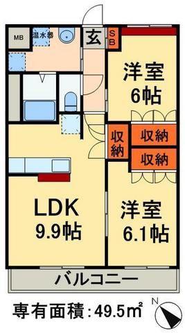 エトワール・ガーデン(2LDK/3階)の間取り写真