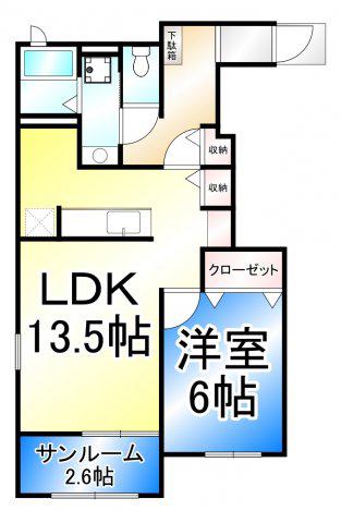グレイス・ヒル(1LDK/1階)の間取り写真