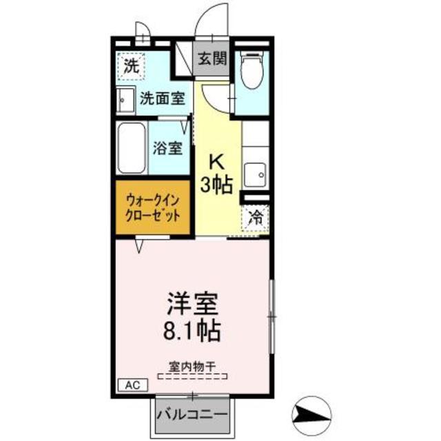 シャルマンクールII(1K/2階)の間取り写真