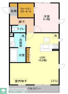 メリーコート(1LDK/1階)の間取り写真
