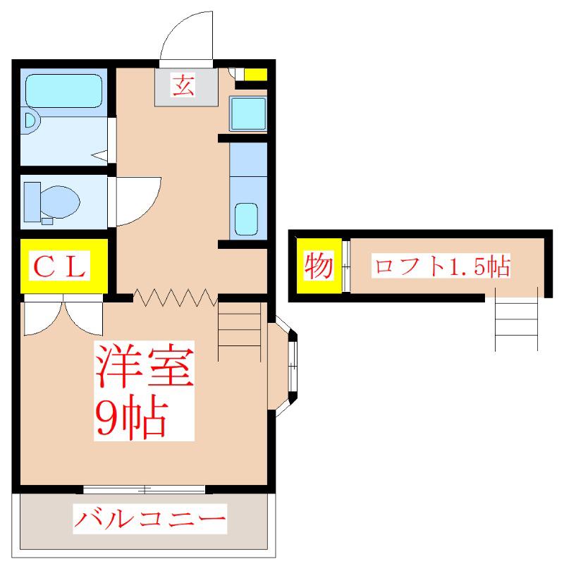サンライフ国分II(ワンルーム/1階)の間取り写真