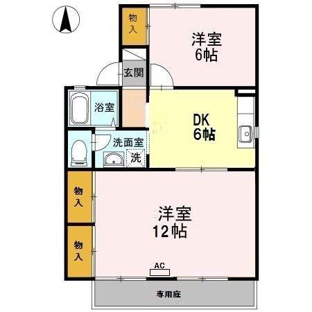 ファミール中の館C棟(2DK/2階)の間取り写真