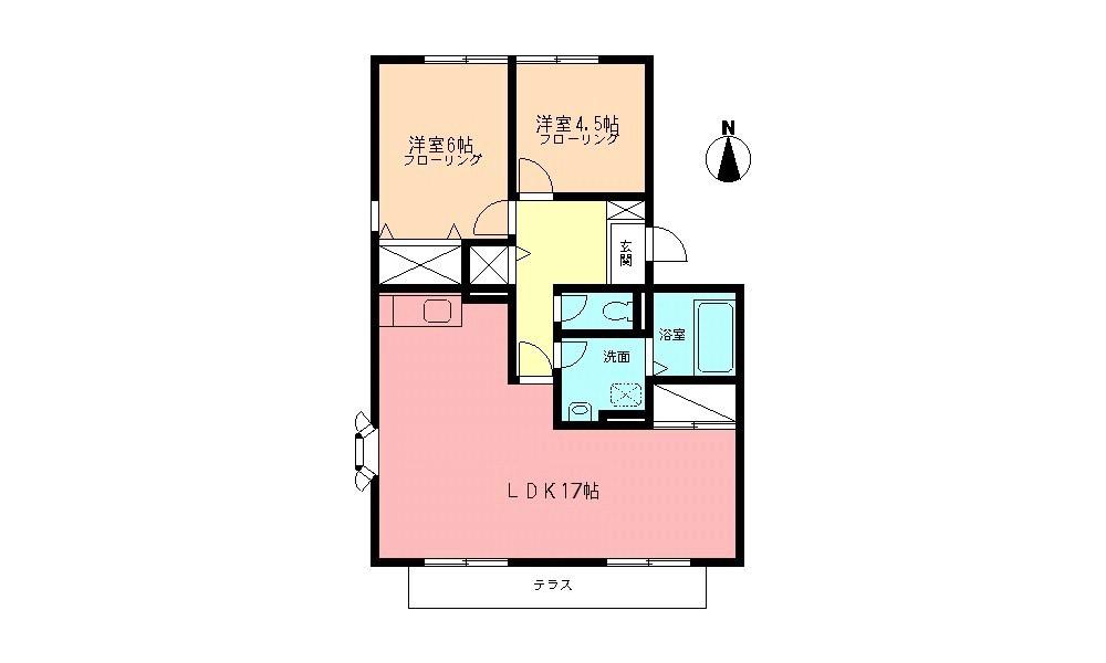 ハイツくぬぎB(2LDK/2階)の間取り写真
