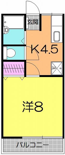 シティハイムグランエクレールA(1K/2階)の間取り写真