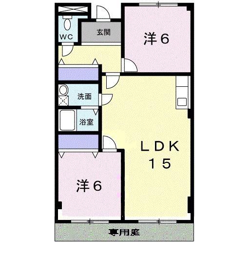 グリーンハイツ芝I(2LDK/1階)の間取り写真