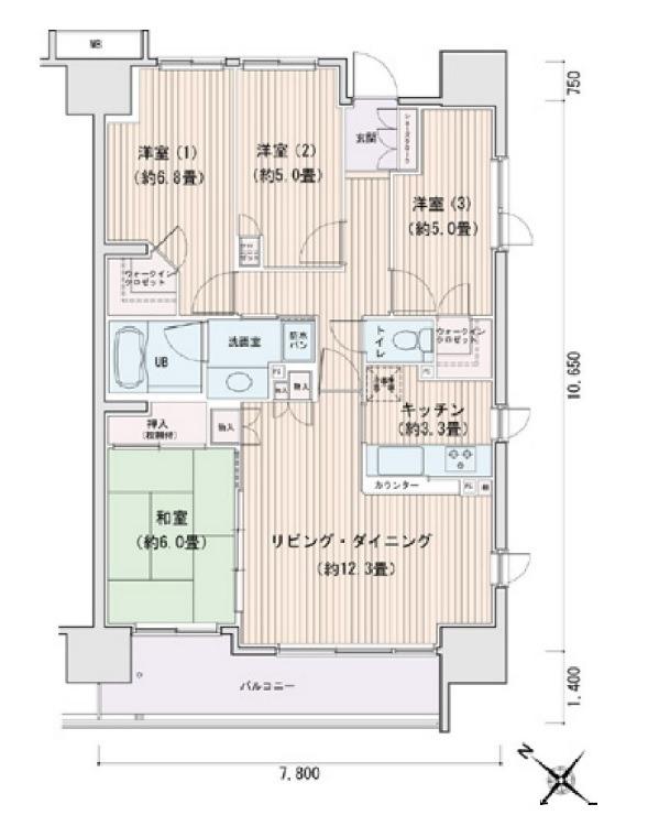 エスティメゾン豊洲(4LDK/6階)の間取り写真