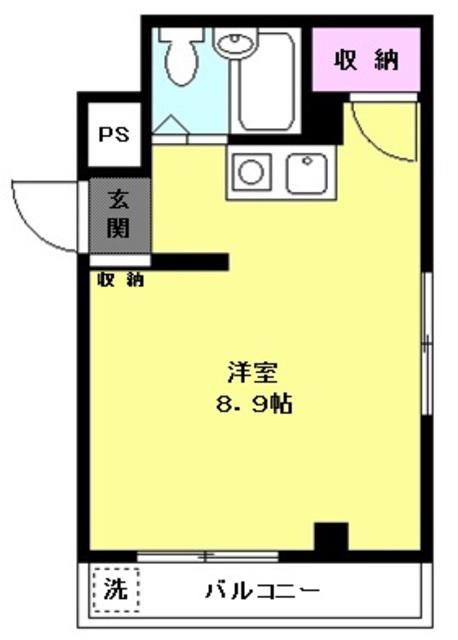 石川ハイツ(ワンルーム/2階)の間取り写真
