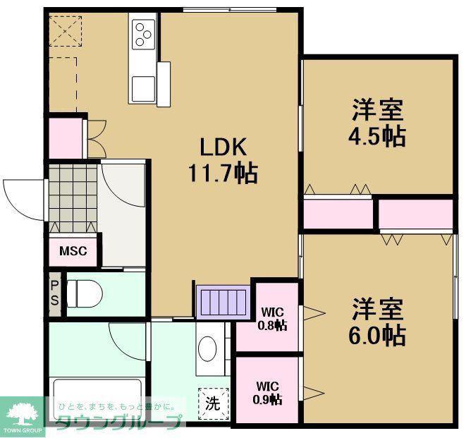 JOLIE MAISON ウエスト(2LDK/1階)の間取り写真