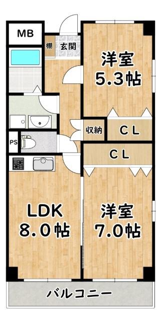 ナビ姫里(3LDK/5階)の間取り写真