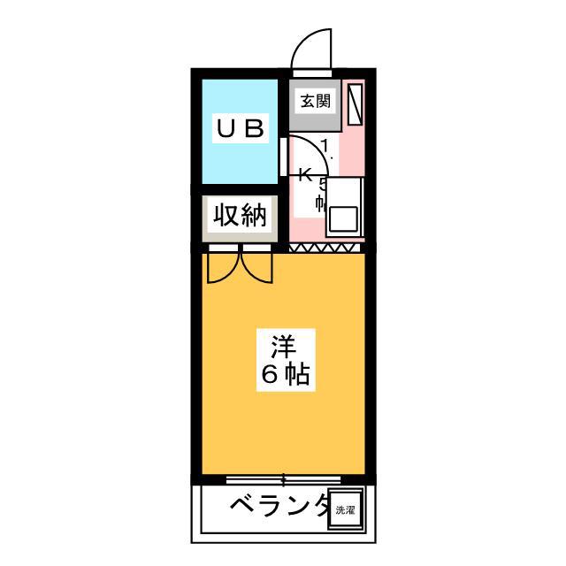 グリーンパーク所沢(1K/3階)の間取り写真
