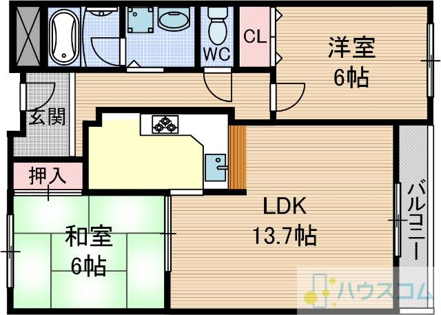 アメージンググレイス(2LDK/4階)の間取り写真