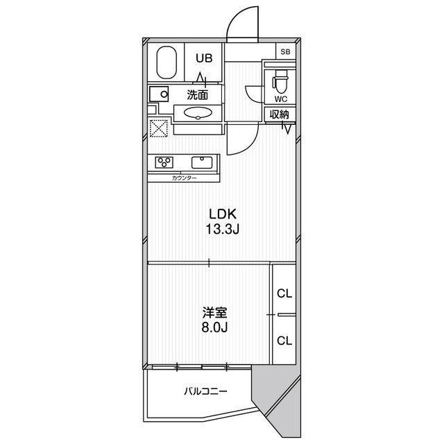 ルクレ阿波座レジデンス(1LDK/2階)の間取り写真