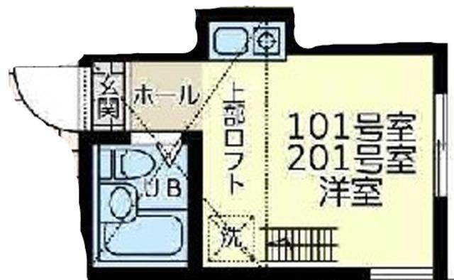 ユナイト小田栄ステルスアンポート(ワンルーム/1階)の間取り写真