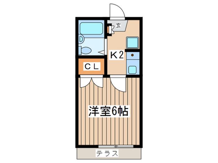 湘南テラス藤沢(1K/1階)の間取り写真