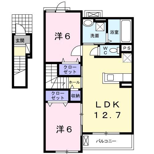 メゾン・ド・フィールド I(2LDK/2階)の間取り写真
