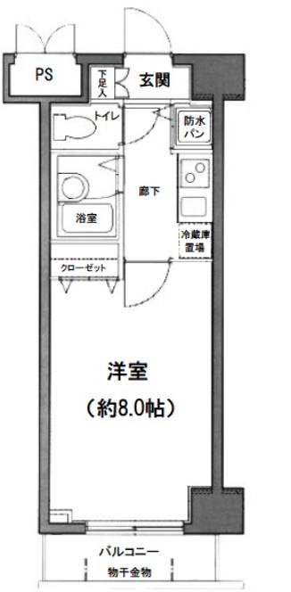 グランド・ガーラ日本橋茅場町(1K/7階)の間取り写真